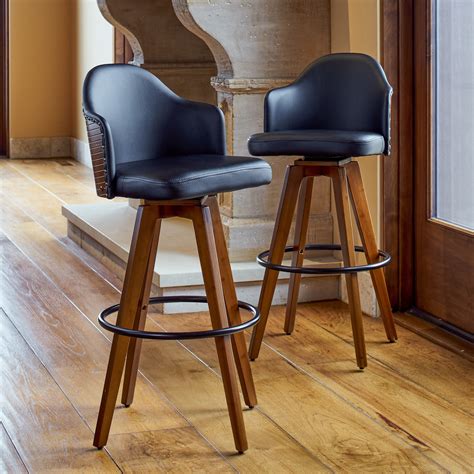  Add extra seating in your dining area or bar with the Virginia Cross Back 30" Bar Stool. It is the ideal solution when you have guests over for drinks or dinner. This bar stool comes in a set of 2 in multiple finishes that can complement many design styles. It is made of solid rubber wood to be durable for regular use. 
